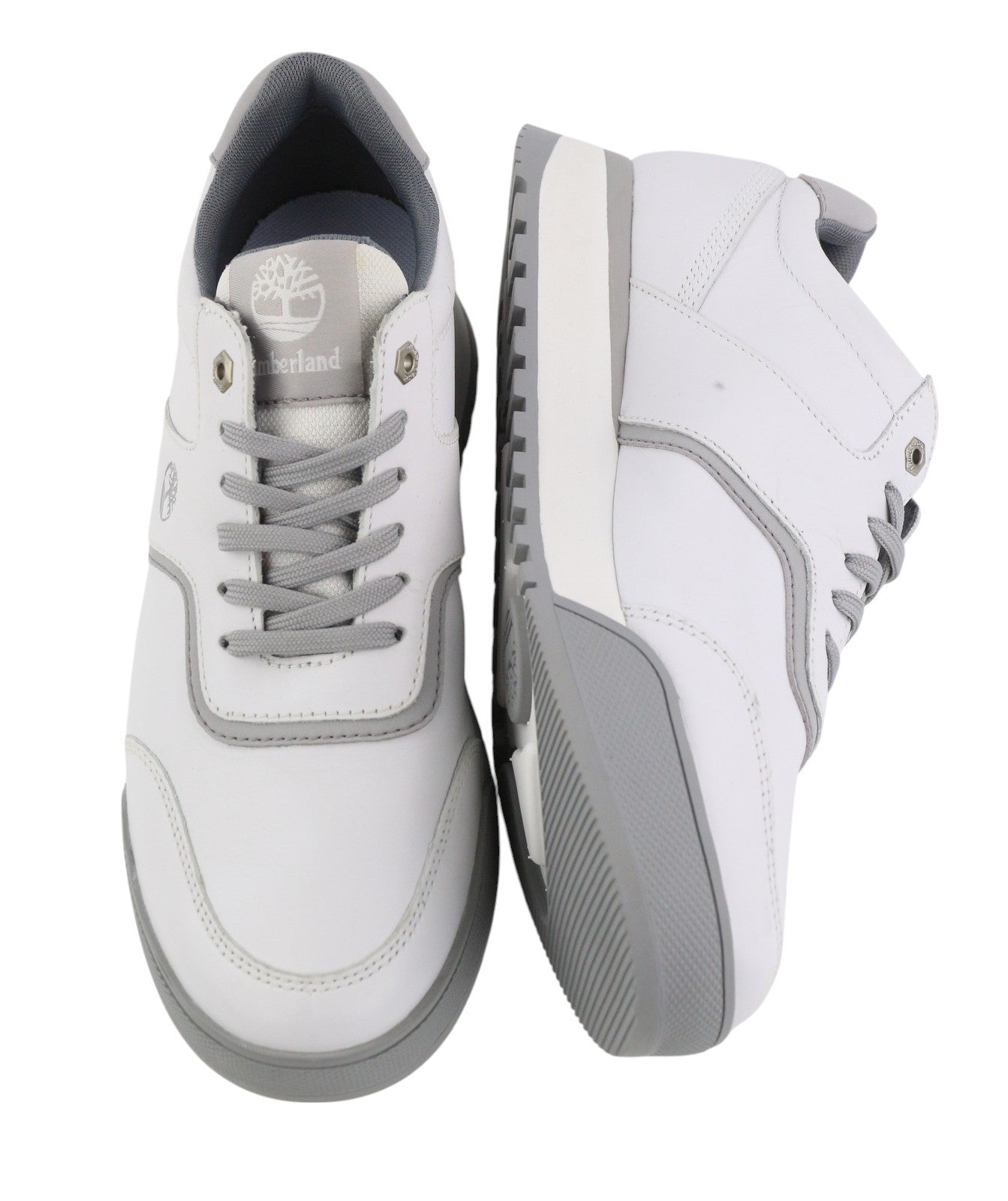 TIMBERLAND A23ZG Women Sneakers EU38 Grey Leather Low Top Lace Up Logo Trainers