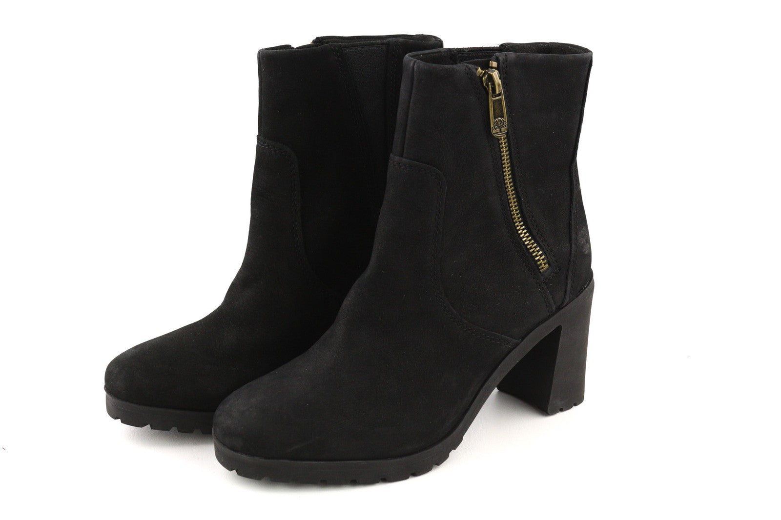 TIMBERLAND A22BA-A6034 Womens Shoes EU37/37.5 Black Leather Zip Ankle Heels