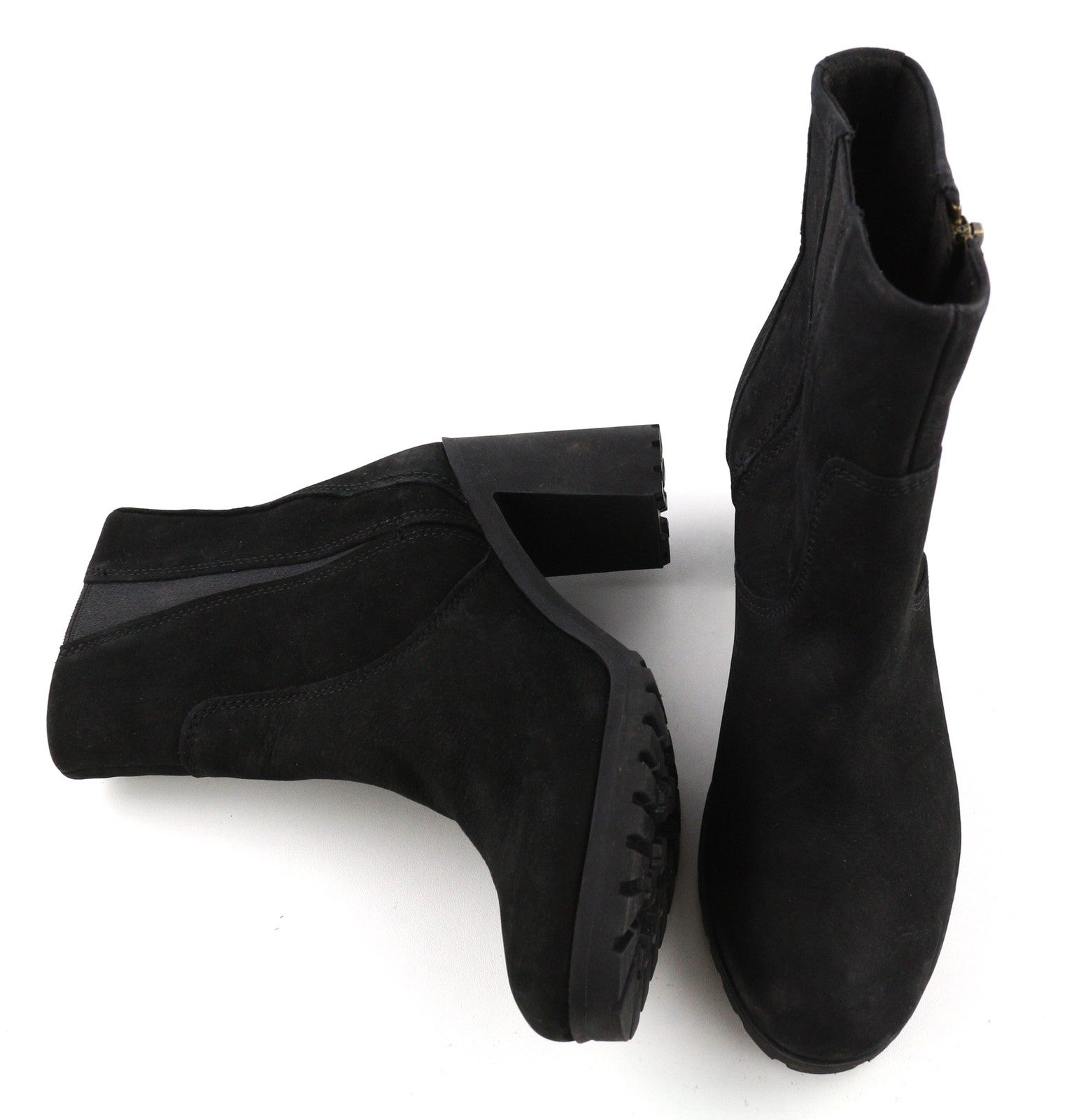 TIMBERLAND A22BA-A6034 Womens Shoes EU37/37.5 Black Leather Zip Ankle Heels