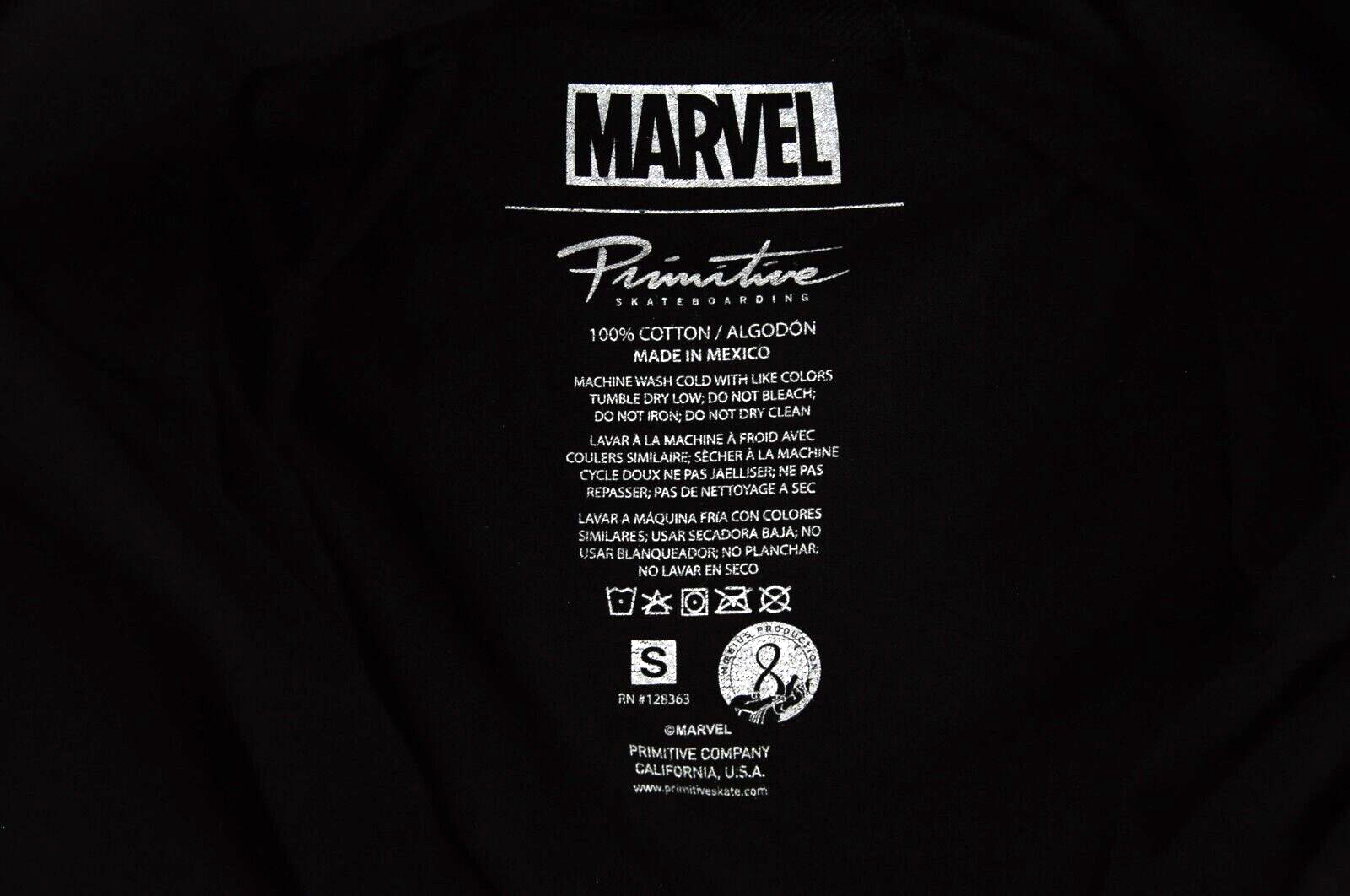 Primitive Mens Marvel Sweatshirt S Black Cotton  Pullover Long Sleeve