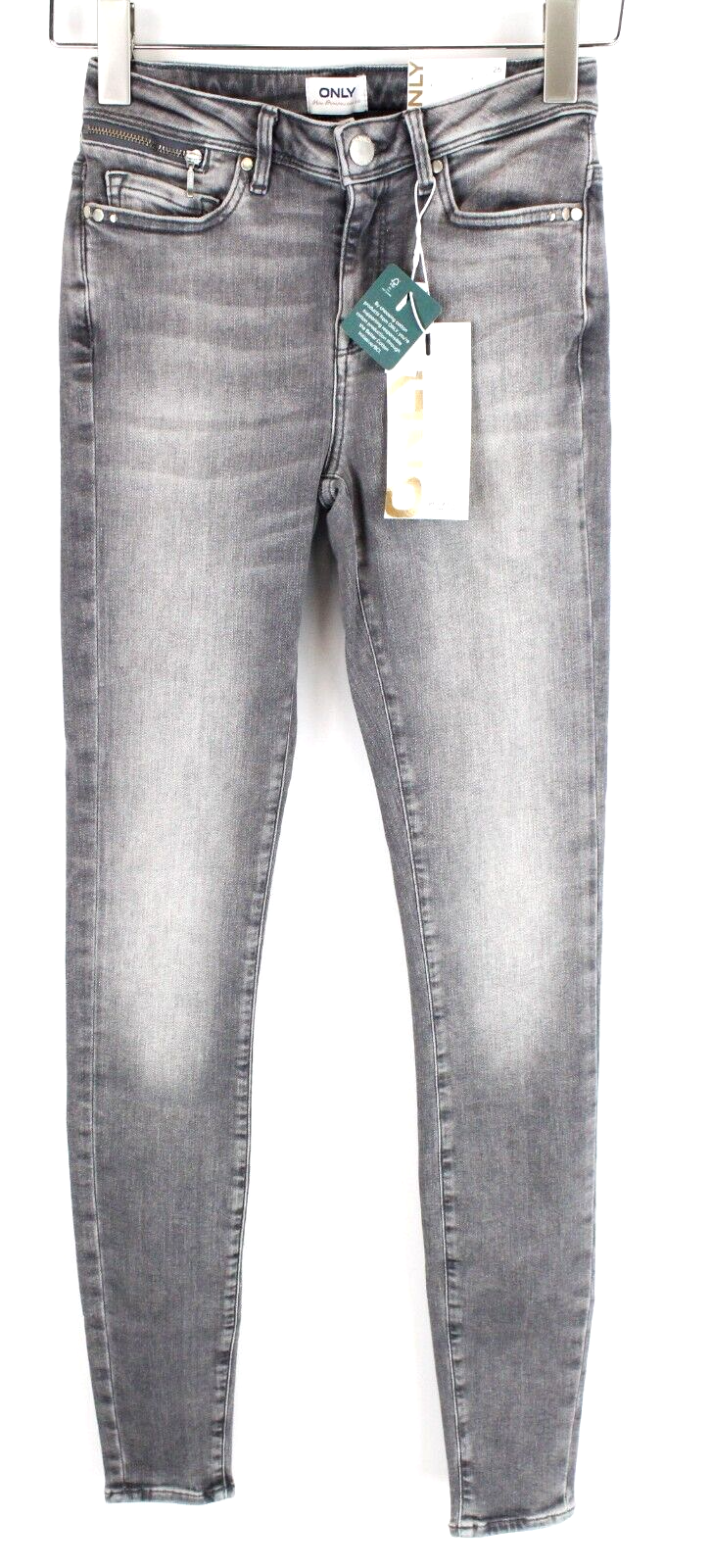 Only Isa Womens Jeans W26 Light Grey Skinny Regular  Stretch Ankle Length