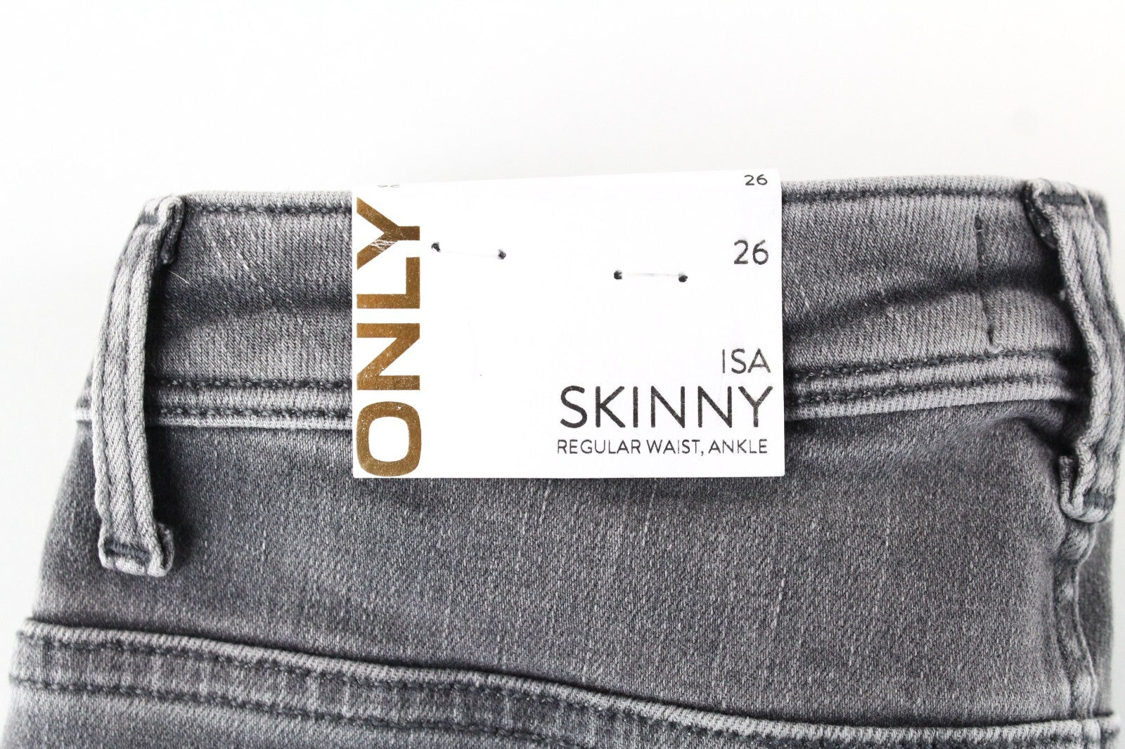 Only Isa Womens Jeans W26 Light Grey Skinny Regular  Stretch Ankle Length