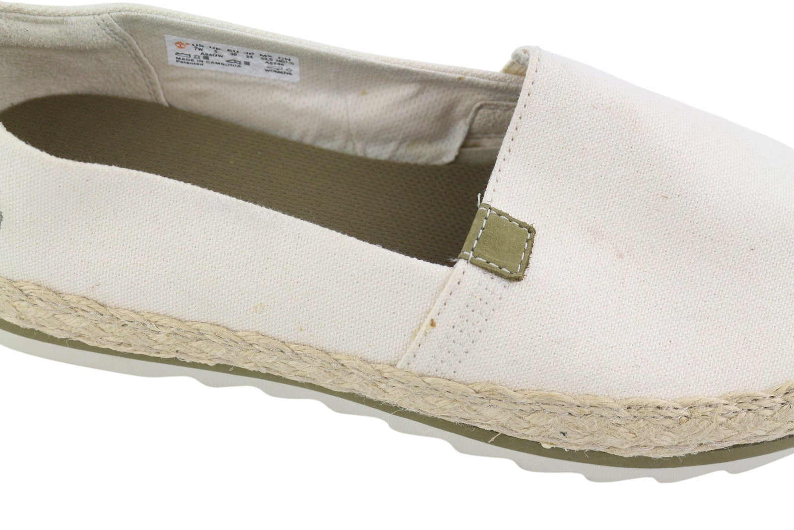 TIMBERLAND A24QW Women Shoes EU38 Beige Espadrilles Slip On Low Top Almond Toe