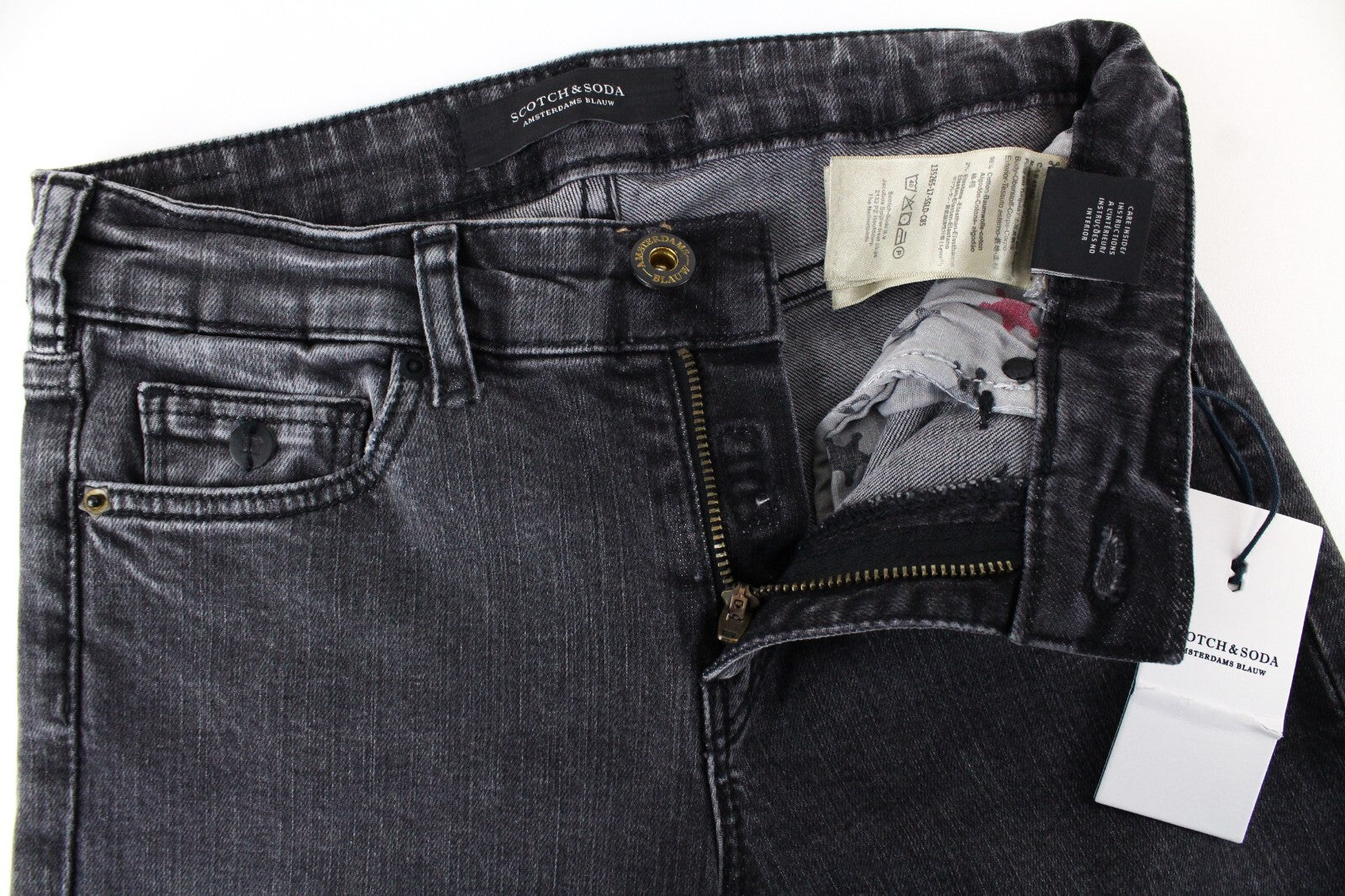 Scotch & Soda Womens Jeans W24/L32 Grey Distressed Slim Straight Stretch