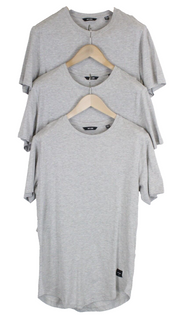 Only & Sons Mens T-Shirt S Light Grey Melange Crew Neck Basic 3-Pack Jersey