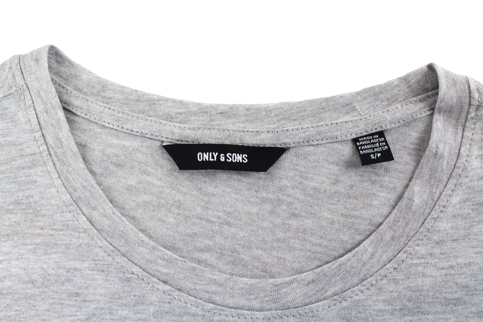 Only & Sons Mens T-Shirt S Light Grey Melange Crew Neck Basic 3-Pack Jersey