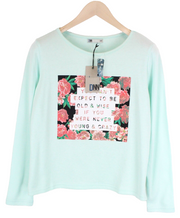 DNN  Womens Fleece XS Light Mint Green Graphic Jersey Marina Sweatshirt