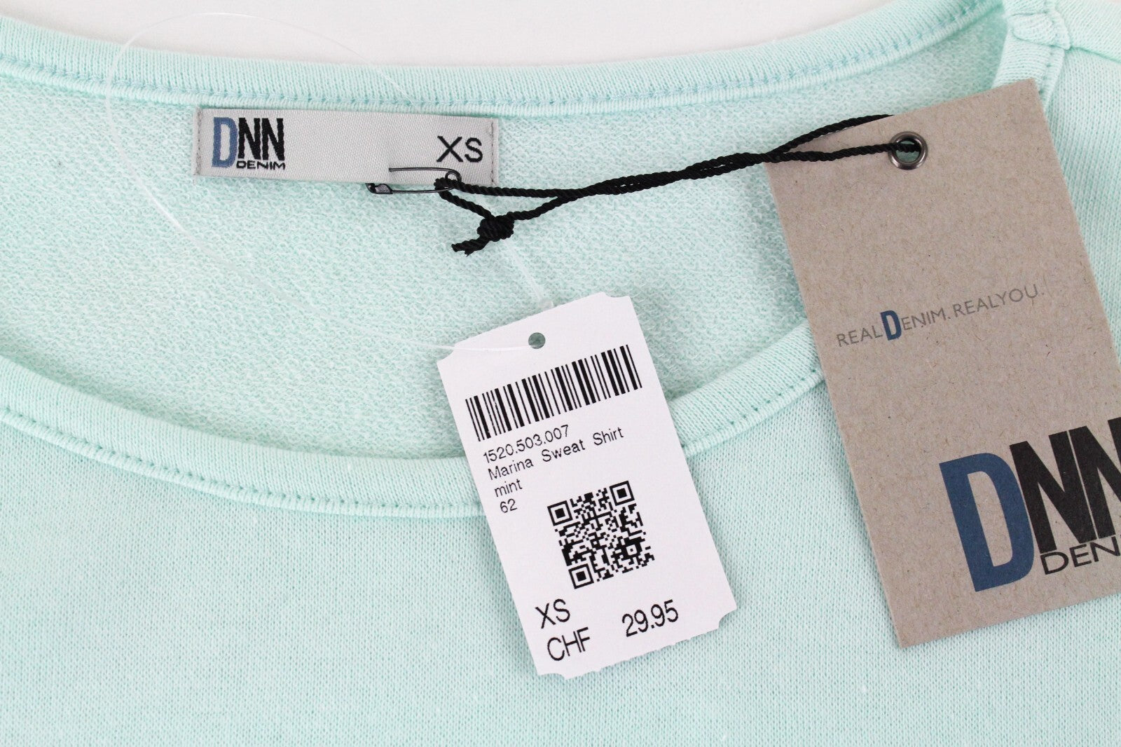 DNN  Womens Fleece XS Light Mint Green Graphic Jersey Marina Sweatshirt