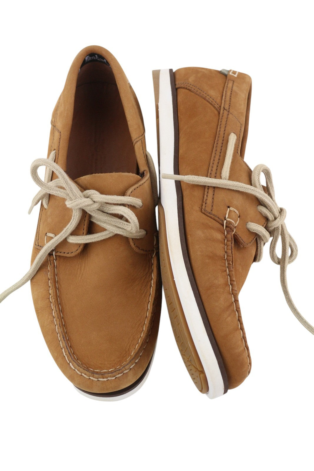 TIMBERLAND A4161 Men Shoes EU41.5 Brown Leather Boat Slip On True Cloud Comfort