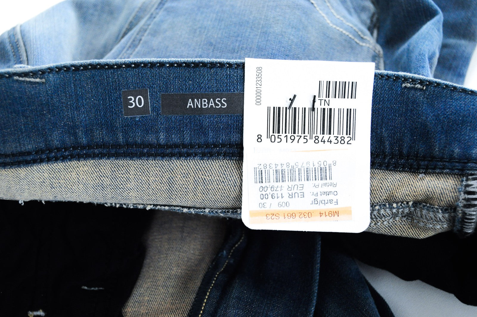 REPLAY Anbass Mens Slim Jeans W30 L32 Blue Washed Stretch Cotton 5-Pocket