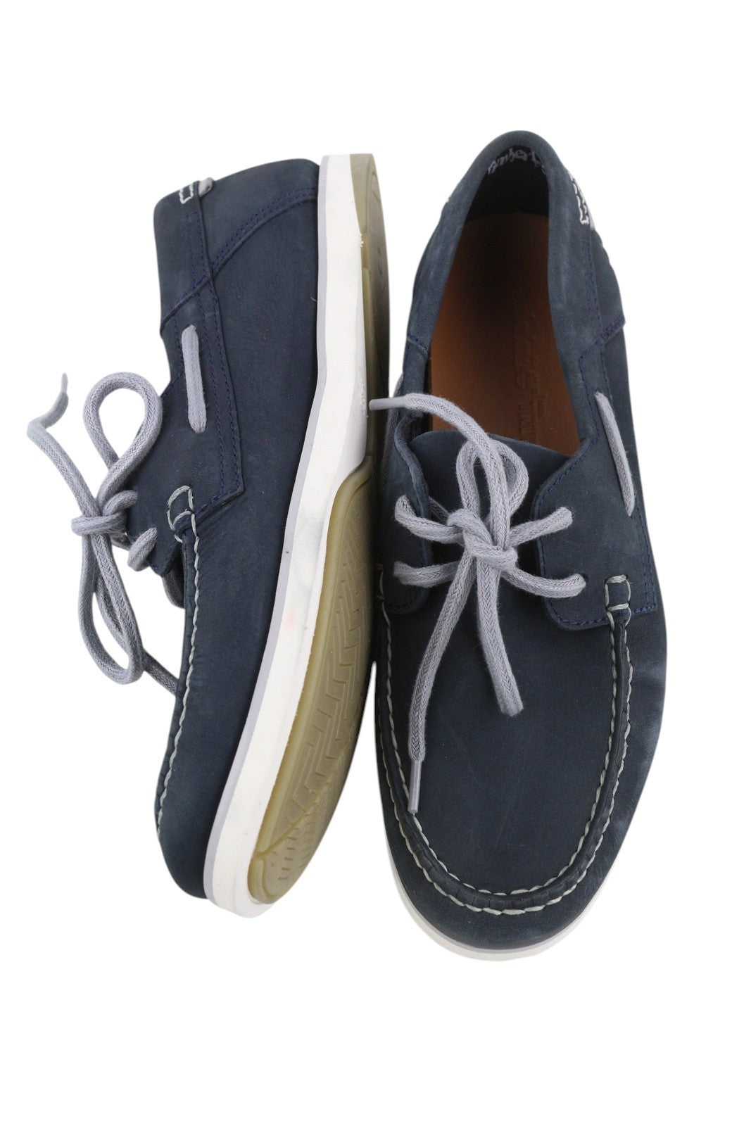 TIMBERLAND A416H Men Shoes EU40/41 Dark Blue Leather Boat Slip On True Cloud