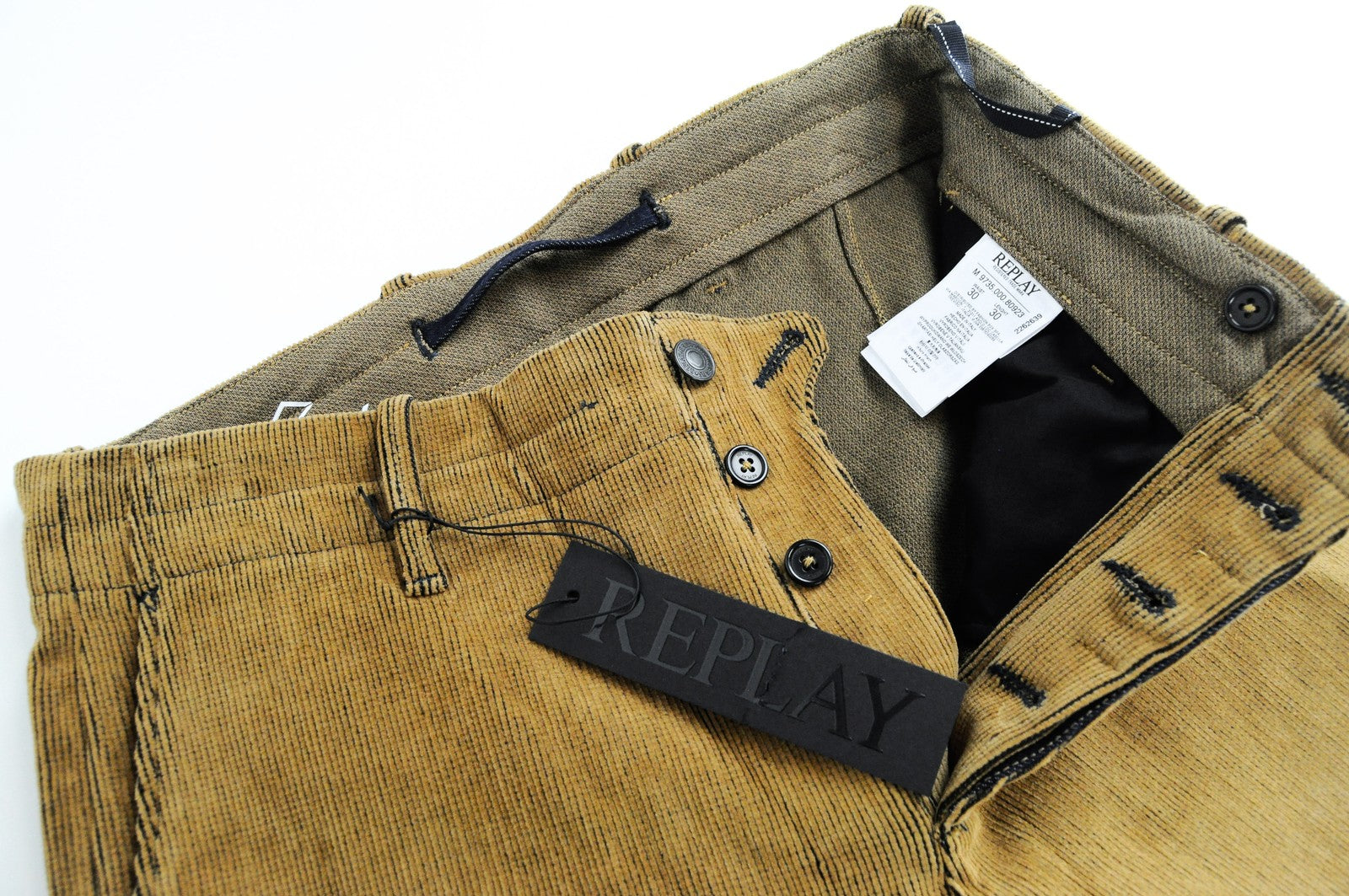 REPLAY Corduroy Mens Trousers W30 L30 Brown Stretch Cotton  Regular