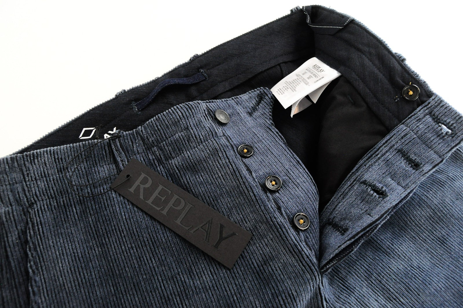 REPLAY W30 L30 Blue Corduroy Trousers Mens Cotton  Regular Stretch