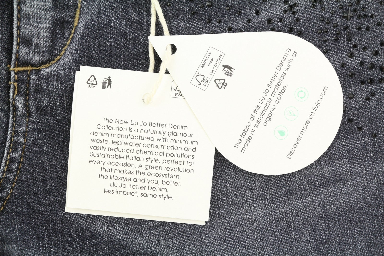 LIU JO Divine Women Jeans W28 Skinny Fit Washed Denim Grey Beads Details Zip