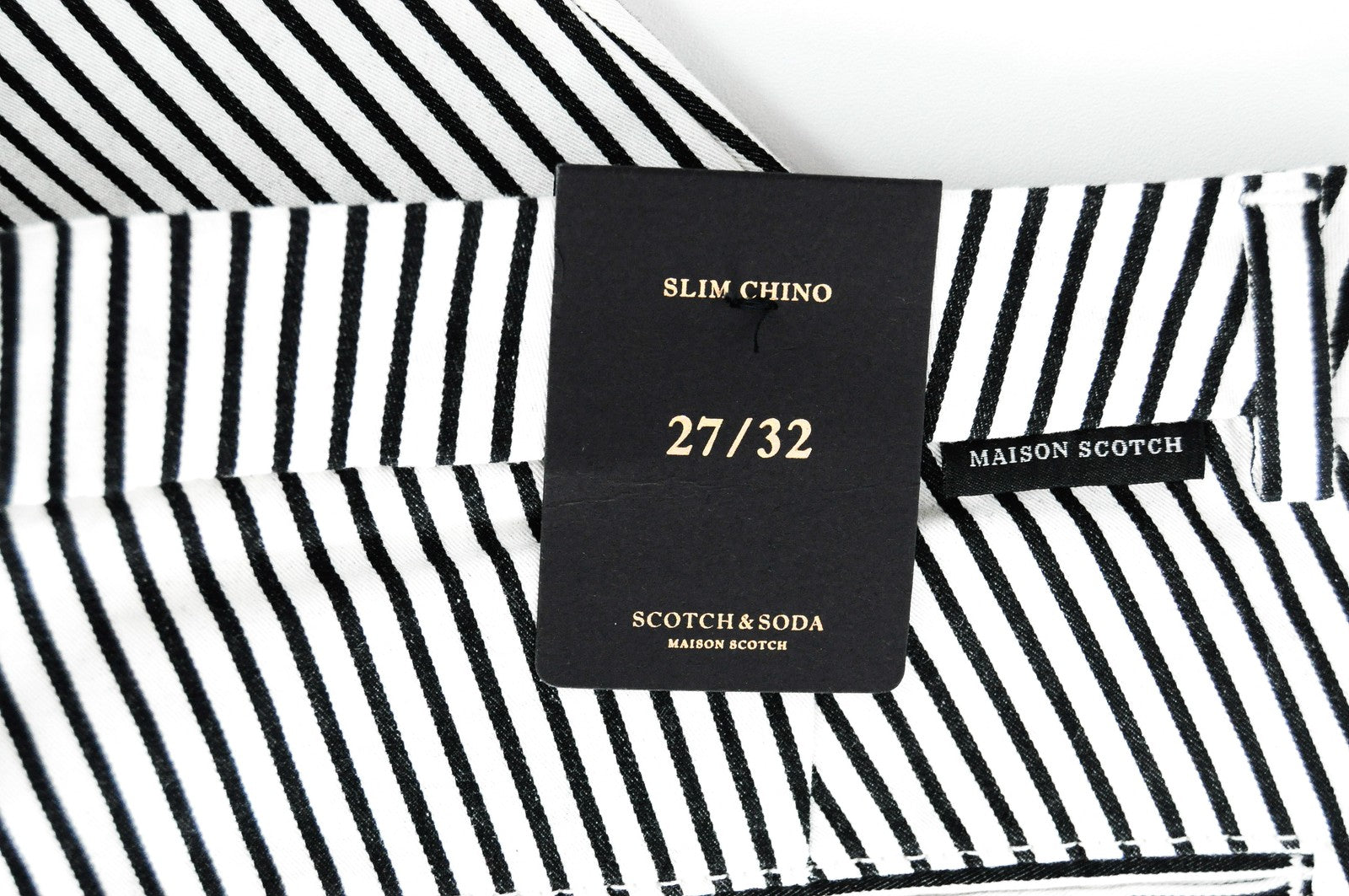 MAISON SCOTCH Slim Chino Womens's Trousers W27 L32 White Black Striped Cotton