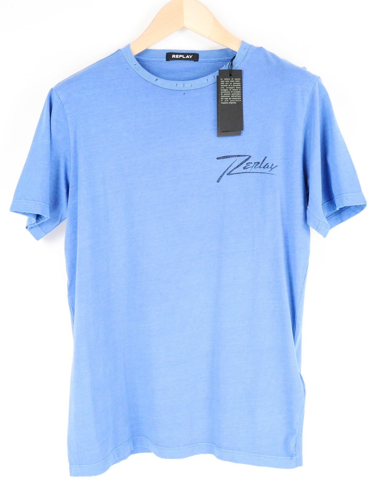 REPLAY Mens T-Shirt M Short Sleeve Blue   Cotton Round Neck Tee