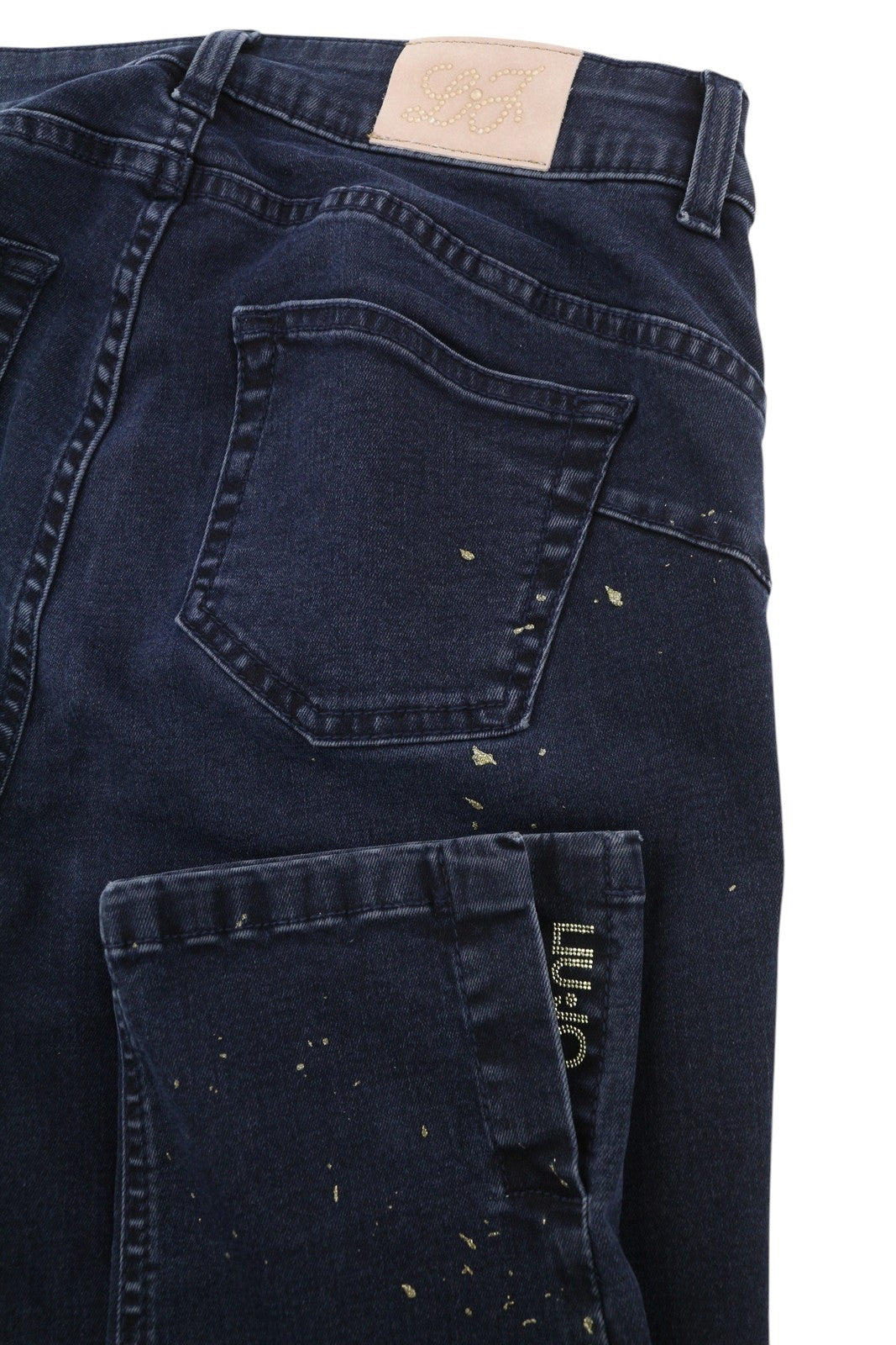 LIU JO New Classy Women Jeans W28 Slim Washed Denim Blue Painted Ankle Length