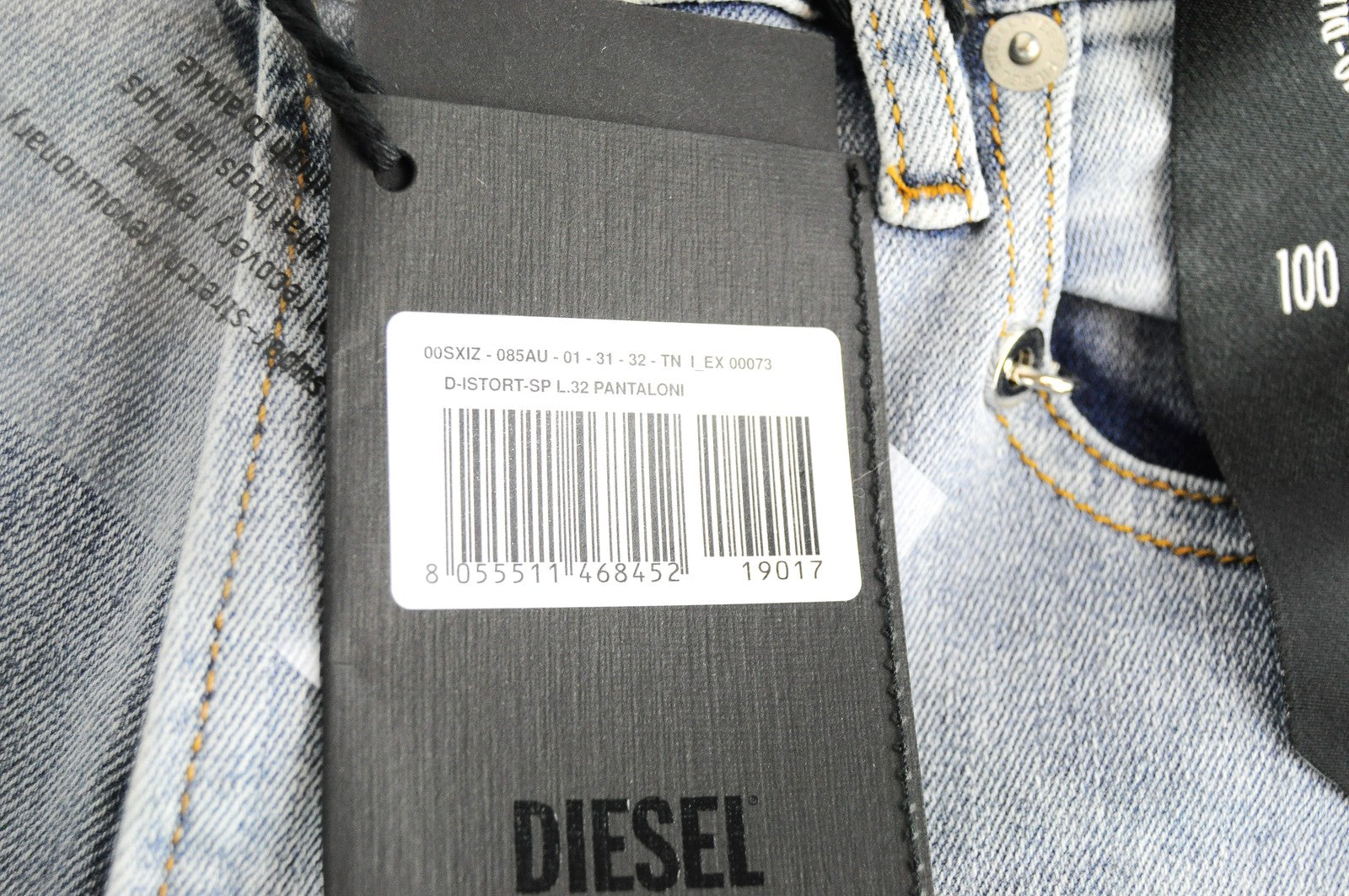 DIESEL D-Istort-SP 085AU W31 L32 Mens Skinny Jeans Blue Washed Stretch Cotton