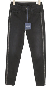 LIU JO Divine Women Jeans W28/L30 Bottom Up High Waist Washed Denim Black Skinny