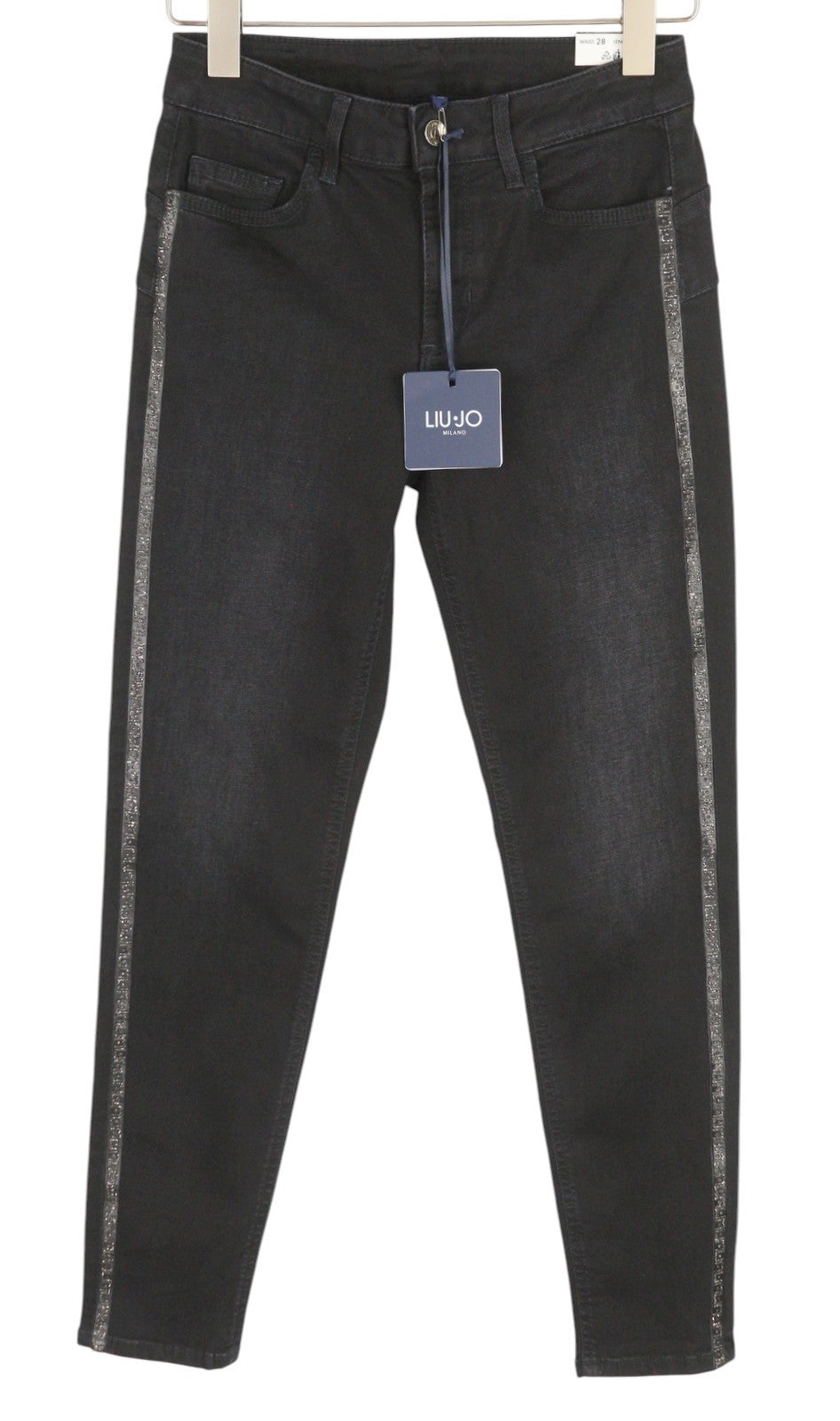 LIU JO Divine Women Jeans W28/L30 Bottom Up High Waist Washed Denim Black Skinny