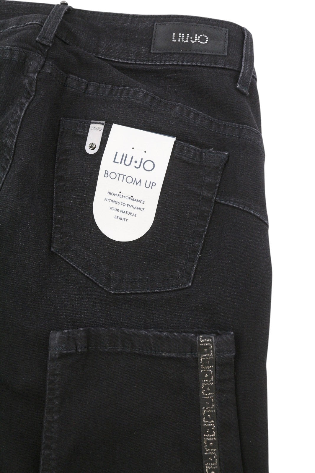 LIU JO Divine Women Jeans W28/L30 Bottom Up High Waist Washed Denim Black Skinny