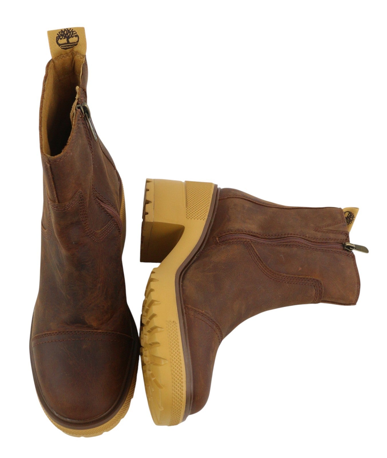 TIMBERLAND A25BV Women Boots EU39/40 Brown Leather Heeled Aged Look Mid-Top