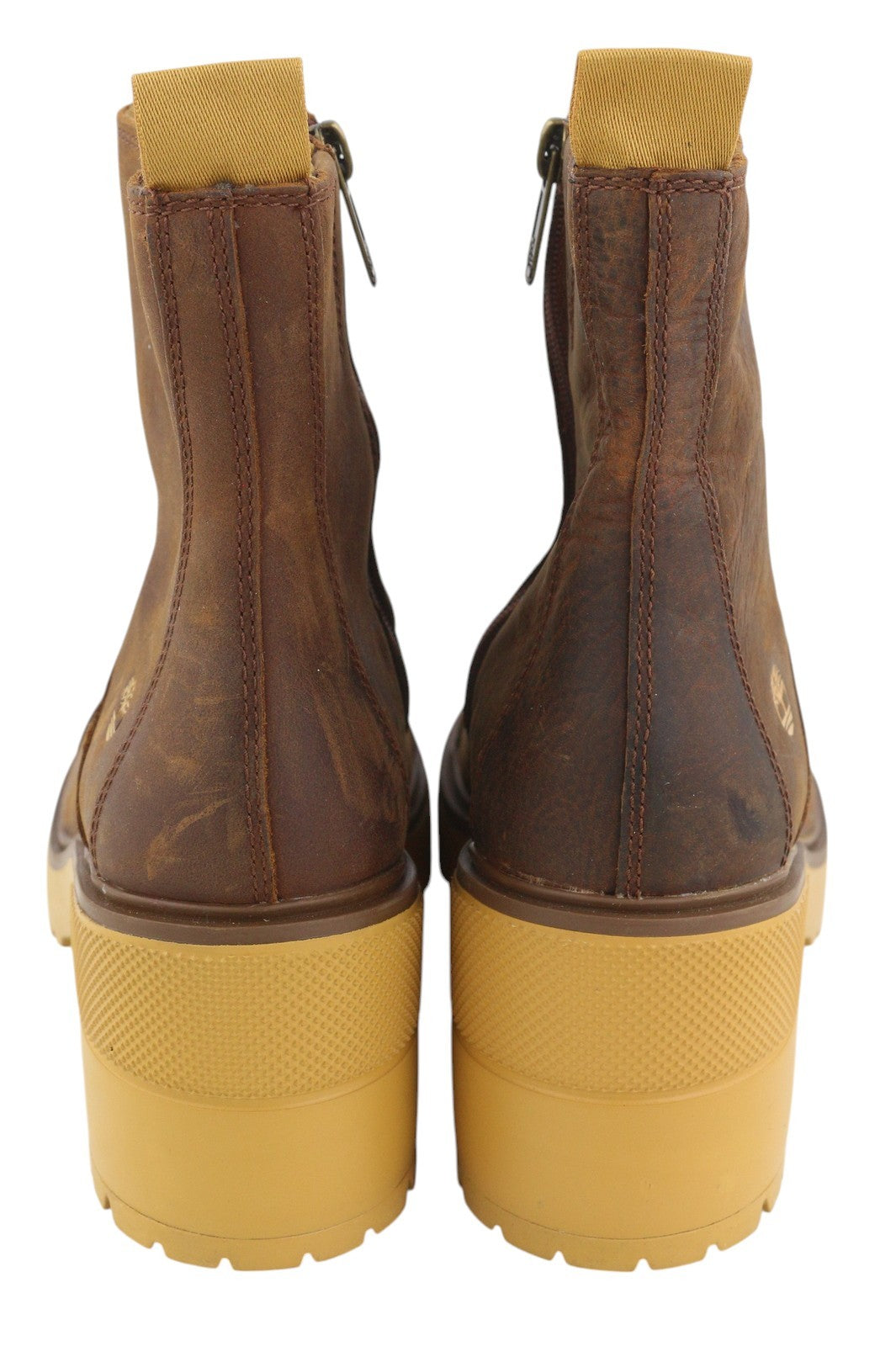 TIMBERLAND A25BV Women Boots EU39/40 Brown Leather Heeled Aged Look Mid-Top