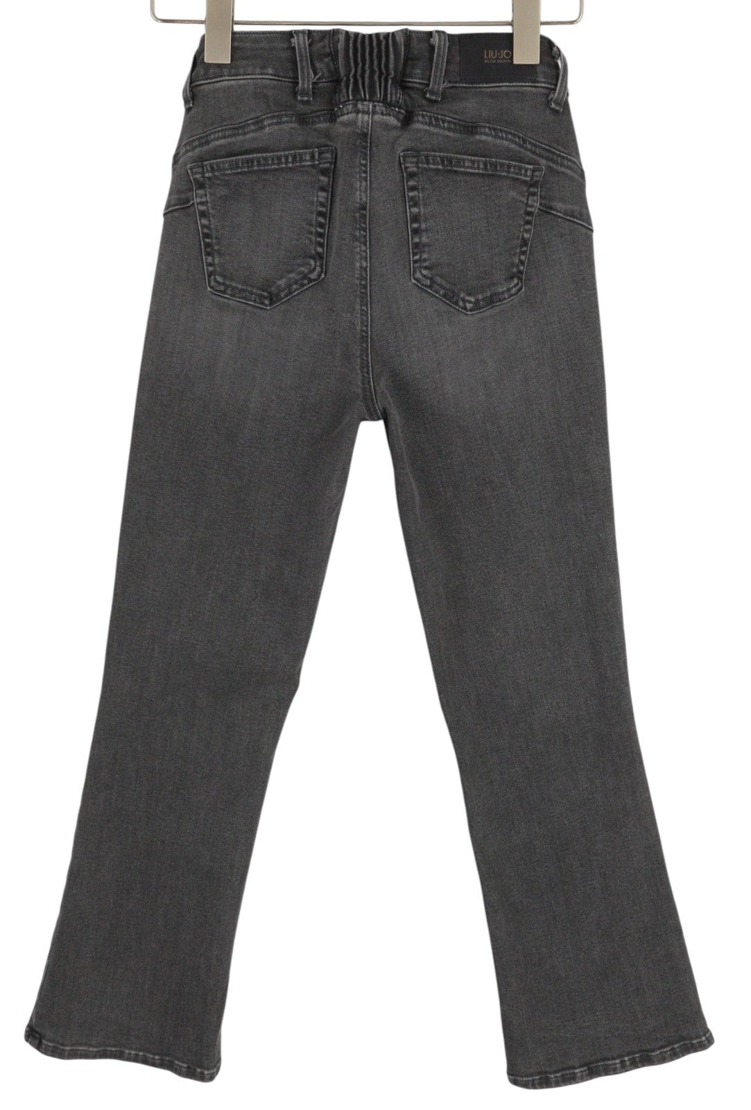 LIU JO Up Fly Women Jeans W28 Bootcut Fit Washed Denim Grey Button Fly Logo