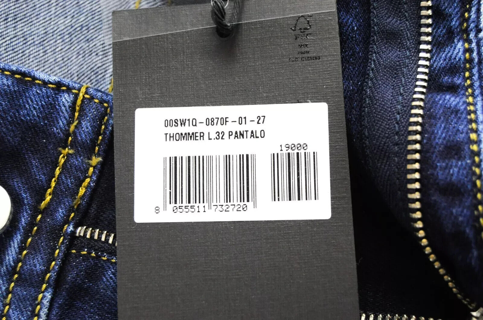 DIESEL Thommer 0870F W27 L32 Mens Jeans Slim Skinny Blue 5-Pocket Stretch