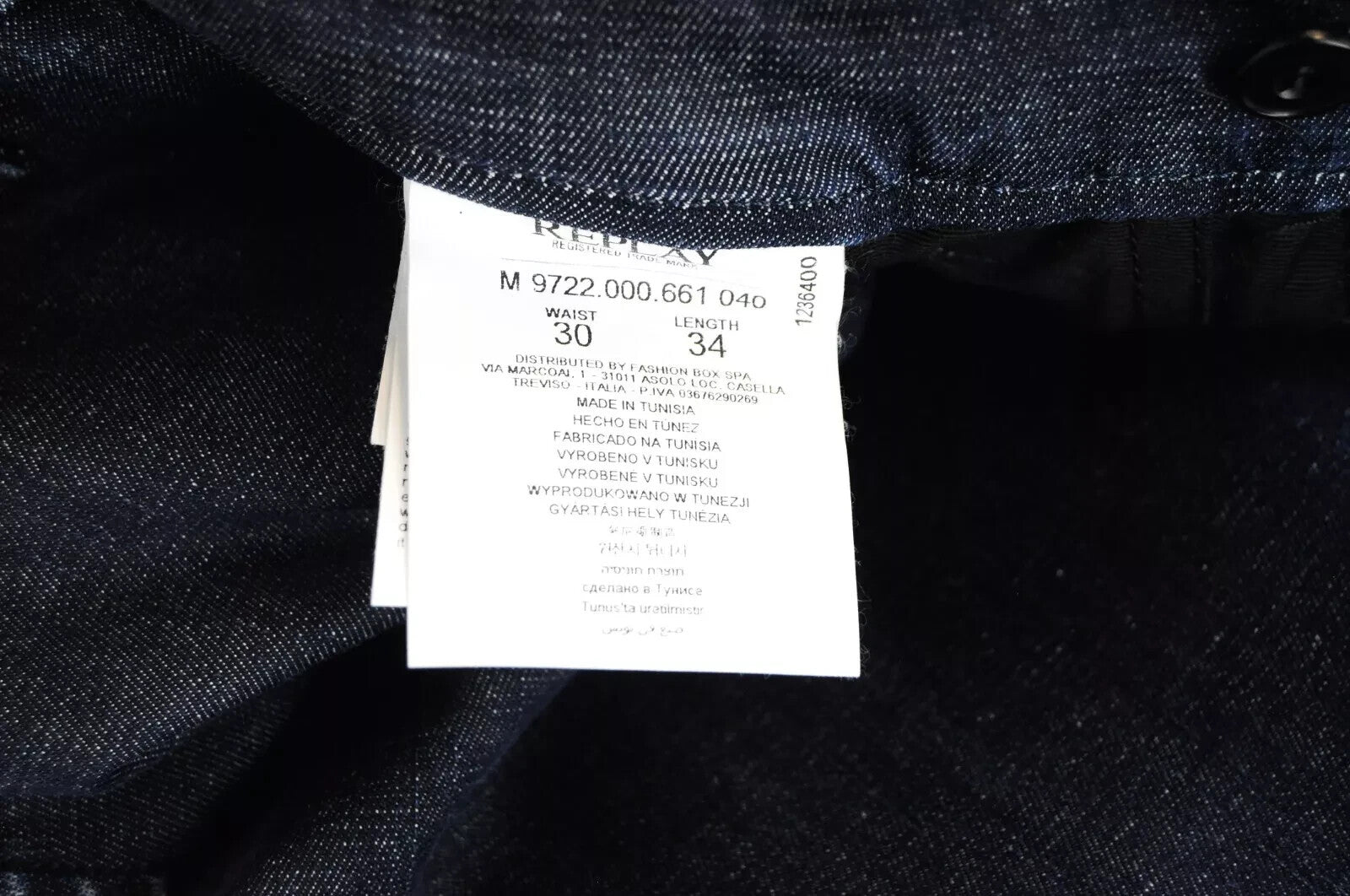 REPLAY Benni Chino Jeans Mens W30 L34 Slim  Stretch Blue Cotton Edition