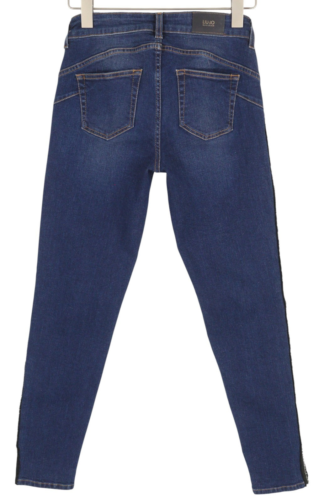 LIU JO Fabulous Women Jeans W28 Skinny Fit Washed Denim Blue Rhinestones Details