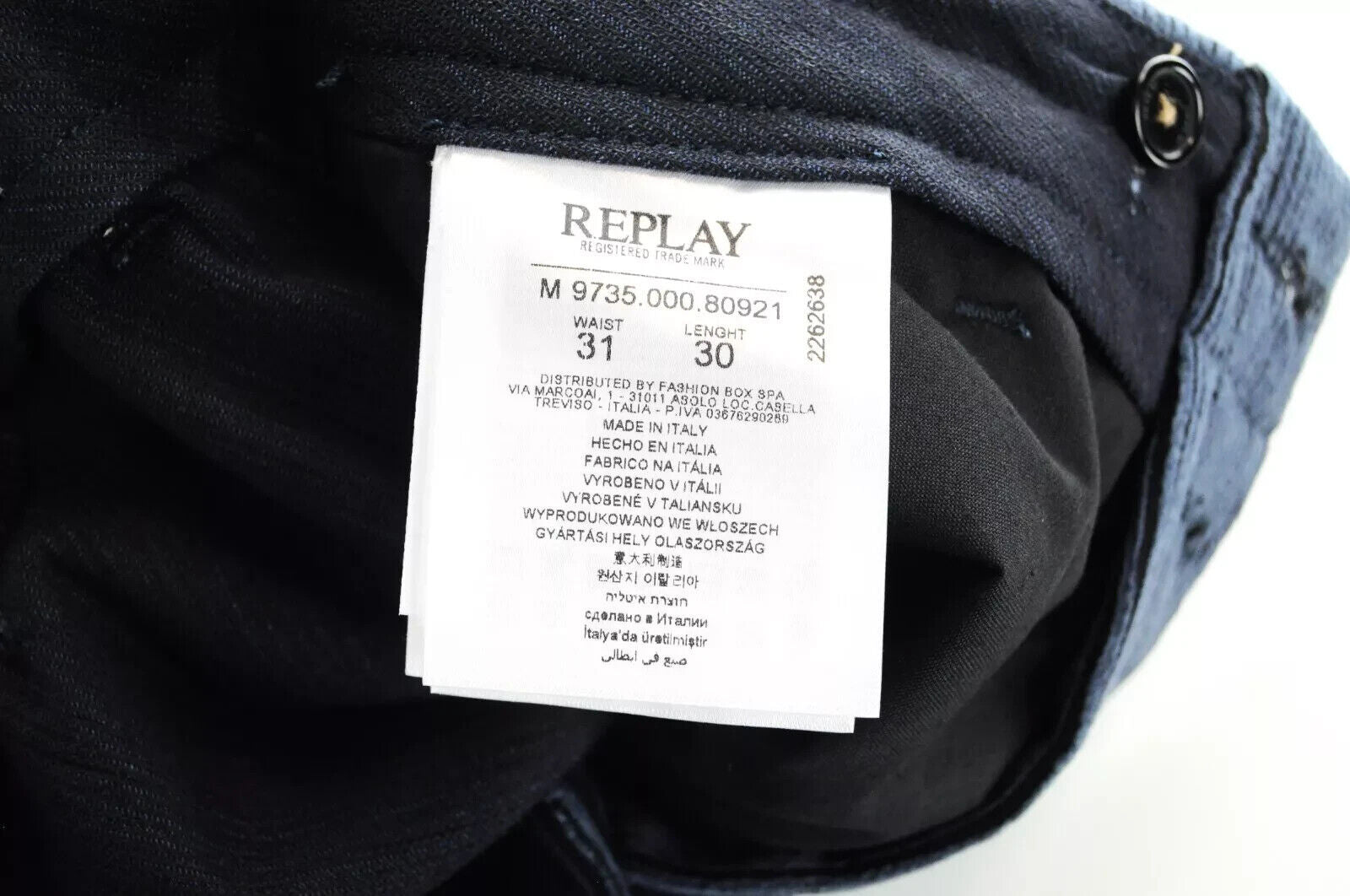 REPLAY Corduroy Trousers Mens W31 L30 Blue Cotton  Stretch Regular