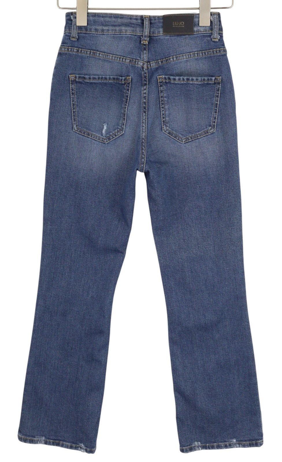 LIU JO Microflair Women Jeans W28 Denim Blue Ripped Distress Bootcut Fit Zip