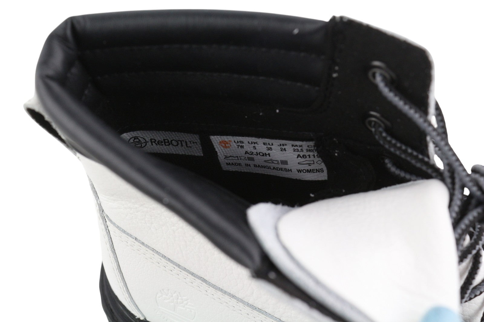 TIMBERLAND A2JQH Women Boots EU37/38 White Leather Laced GreenStride ReBOTL