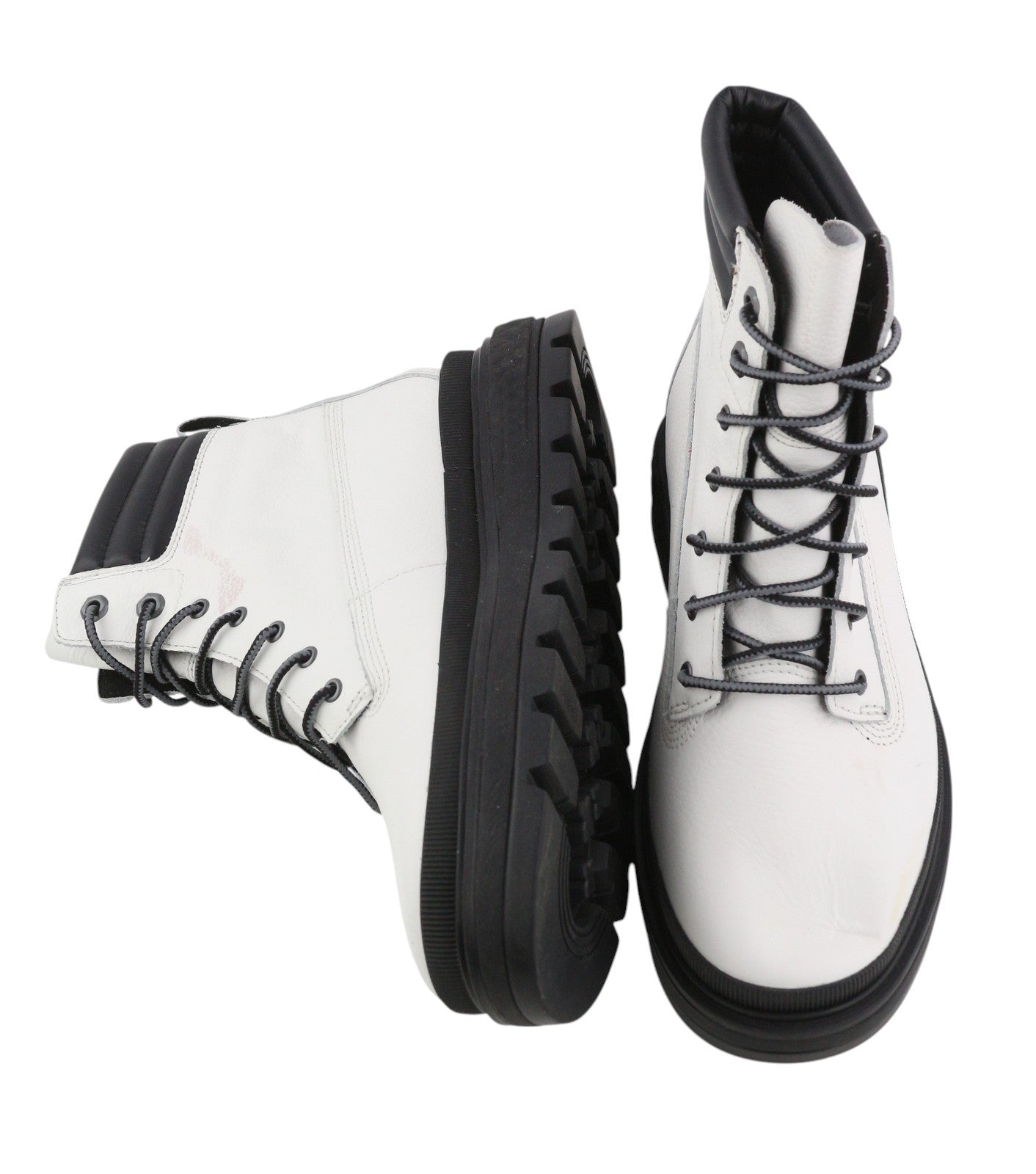 TIMBERLAND A2JQH Women Boots EU37/38 White Leather Laced GreenStride ReBOTL