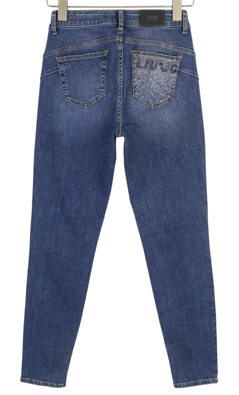 LIU JO Divine Women Jeans W28 Skinny Fit Washed Denim Blue Rhinestones Details