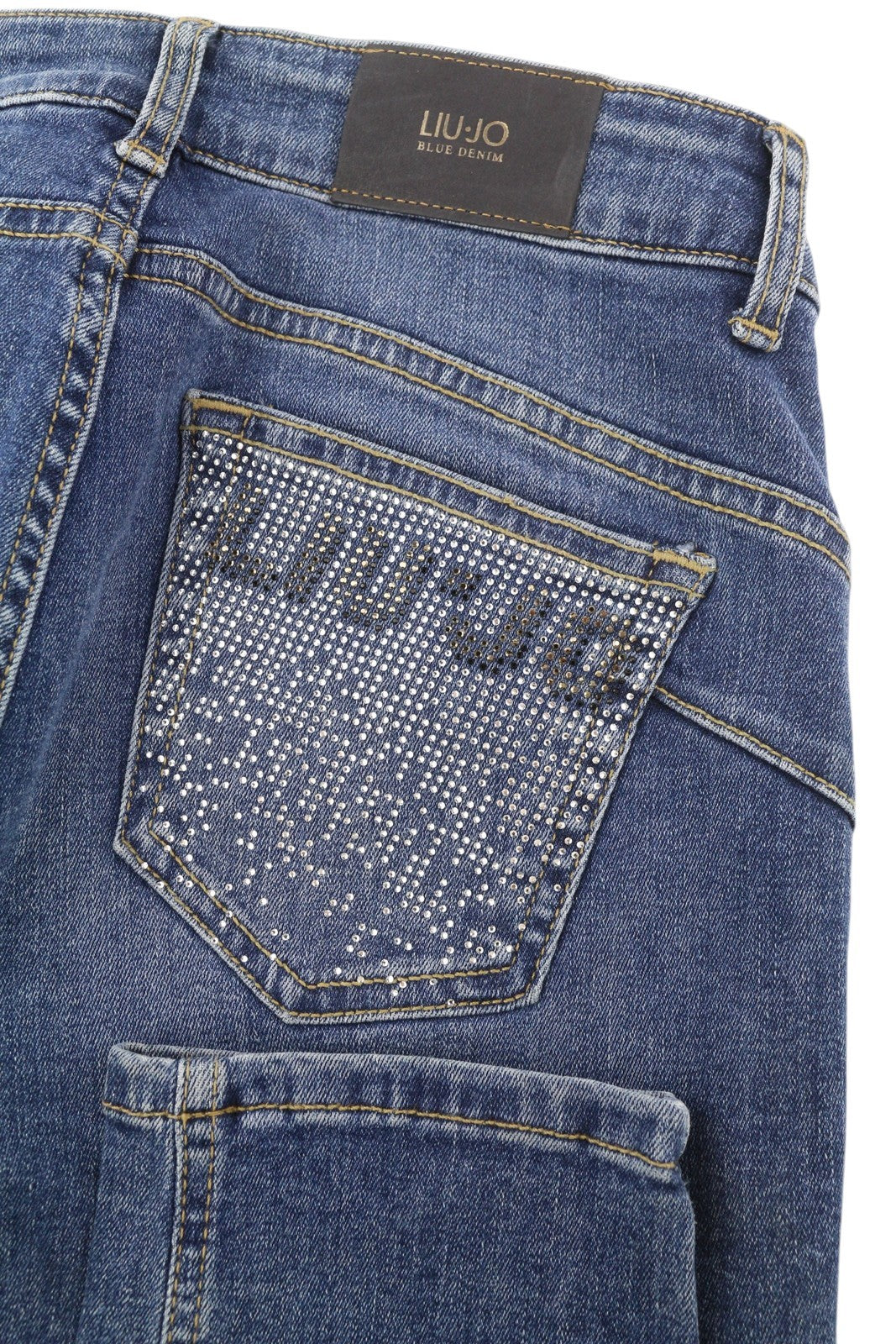 LIU JO Divine Women Jeans W28 Skinny Fit Washed Denim Blue Rhinestones Details