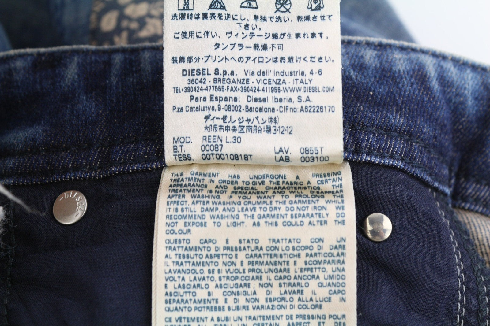 DIESEL Reen 0855T Women Jeans W23/L30 Limited edition Straight Regular Patches