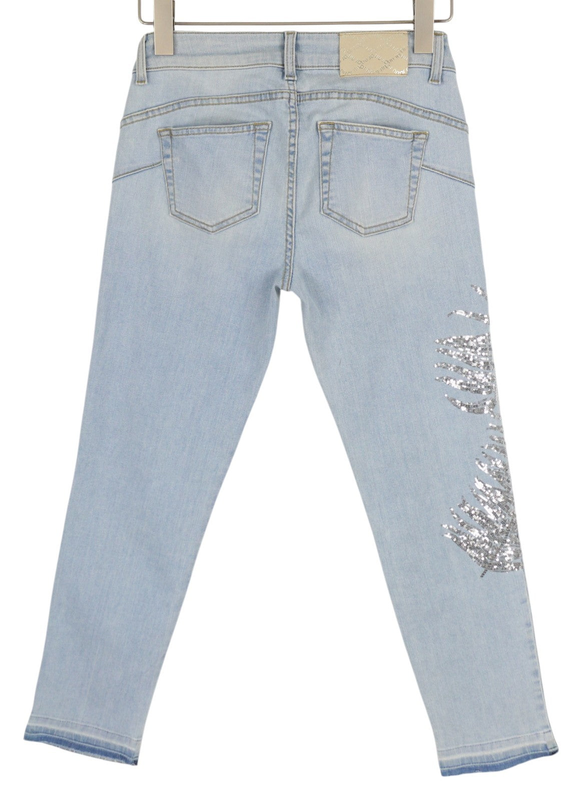 LIU JO New Ideal Women Jeans W28 Denim Blue Washed Skinny Fit Sequin Details