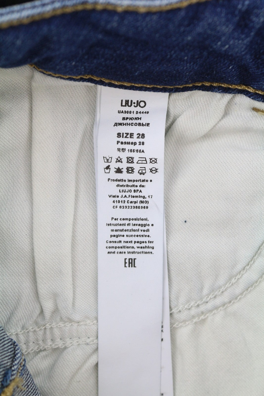 LIU JO Women Jeans W28 Denim Blue Fade Effect Skinny Fit Belted Unfinished Hems