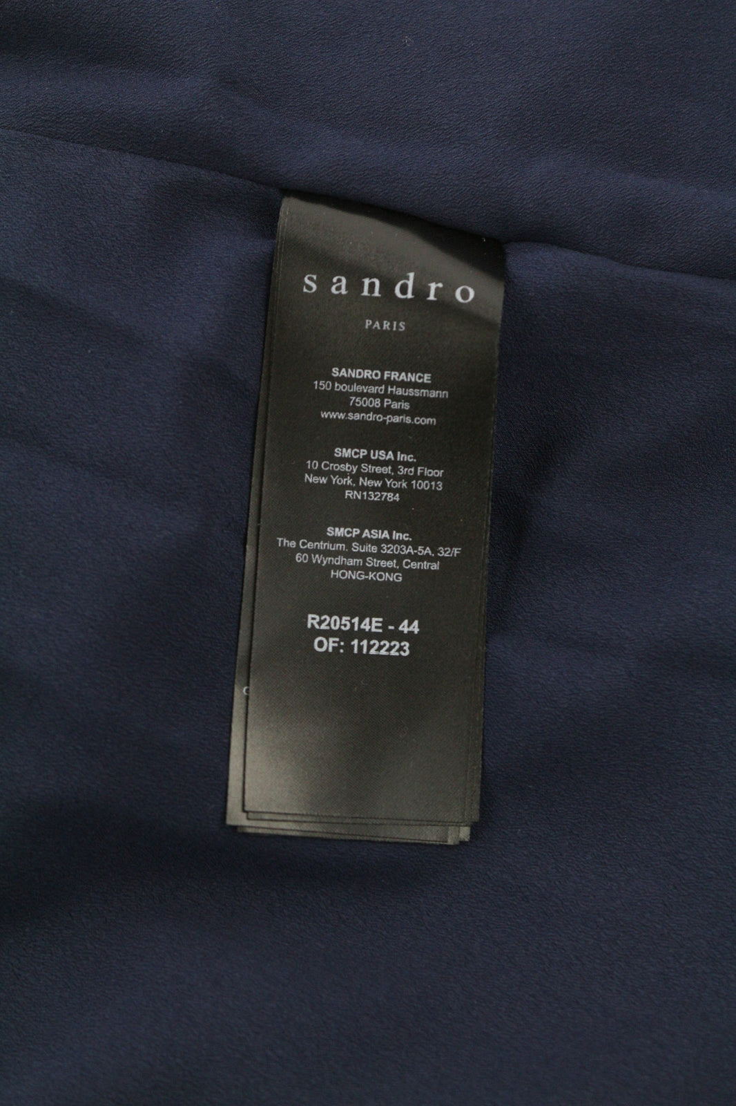 SANDRO Women Dress 40 Navy Blue Long Sleeved Lined Laced Back Zipped Mini