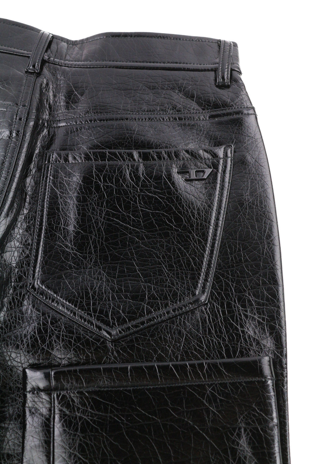 DIESEL P-Arcy Women Trousers W27 Black Coated Slim Fit Shiny Effect Zip RRP€225