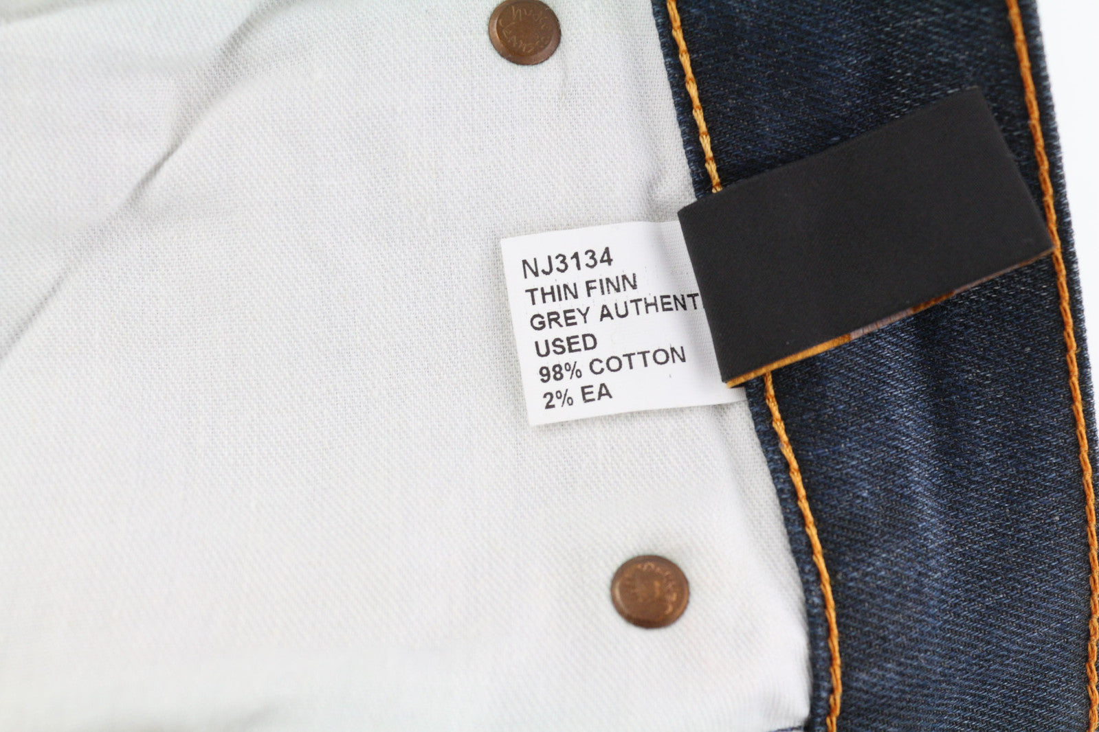 NUDIE JEANS Thin Finn Men Jeans W30/L32 Grey Authent Zip Washed Dark Logo