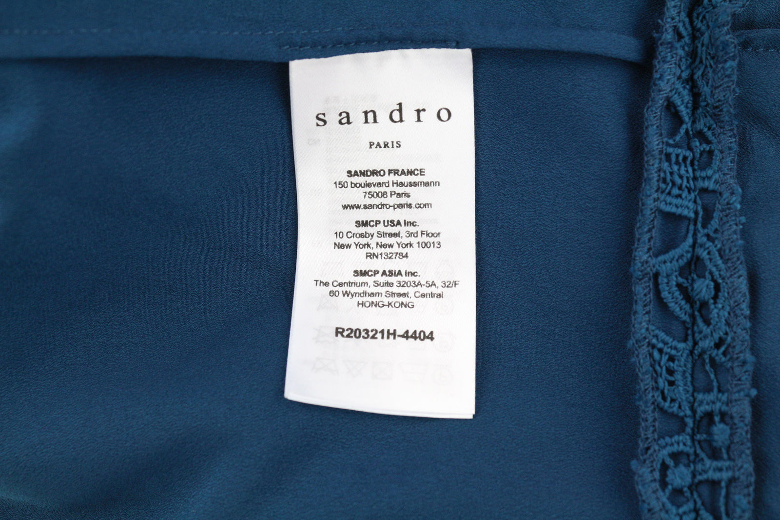 SANDRO Women Dress 38 Blue Long Sleeved Laced Pleated Lined Mini
