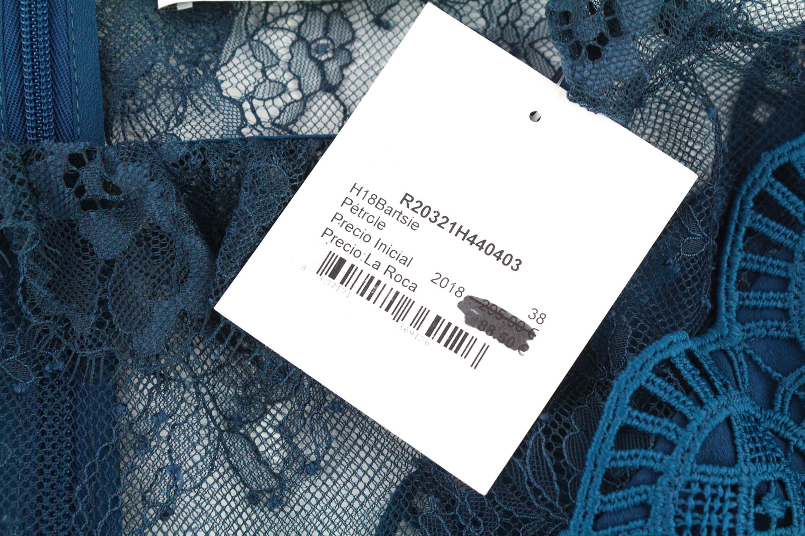 SANDRO Women Dress 38 Blue Long Sleeved Laced Pleated Lined Mini