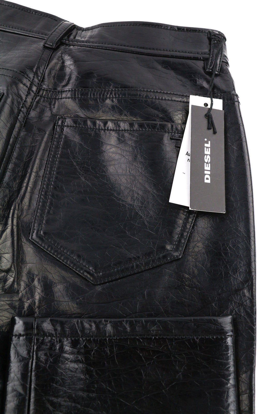 DIESEL P-Arcy Women Trousers W26 Black Coated Slim Fit Shiny Effect Zipp RRP€225