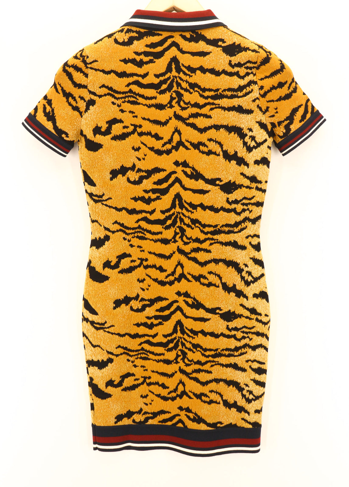 DSQUARED2 Women Dress S Yellow Brown Animal Print Short Sleeved Collared Mini