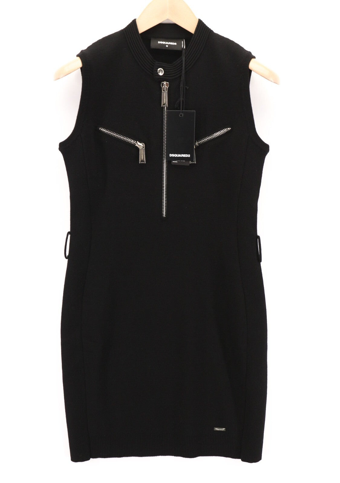 DSQUARED2 Women Dress M Black Casual Pure Wool Sleeveless Zip RRP€870
