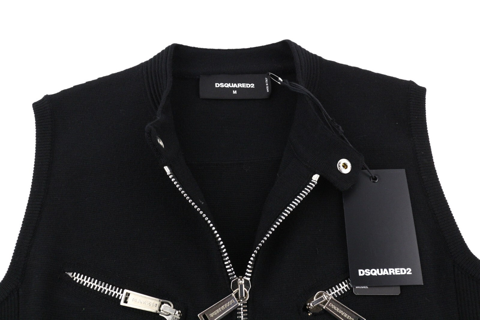 DSQUARED2 Women Dress M Black Casual Pure Wool Sleeveless Zip RRP€870