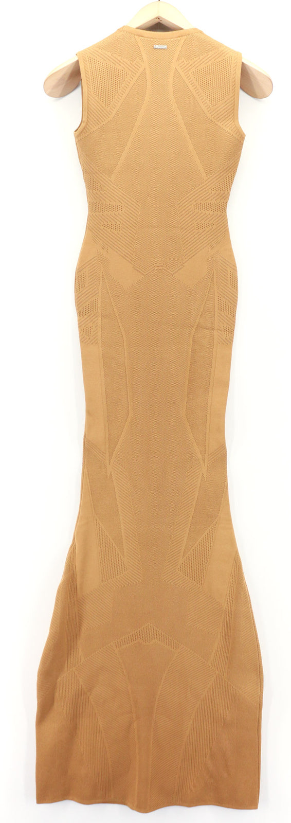 DSQUARED2 Women Dress XS Tan Brown Sleeveless Side-Tie Long Maxi Bodycon